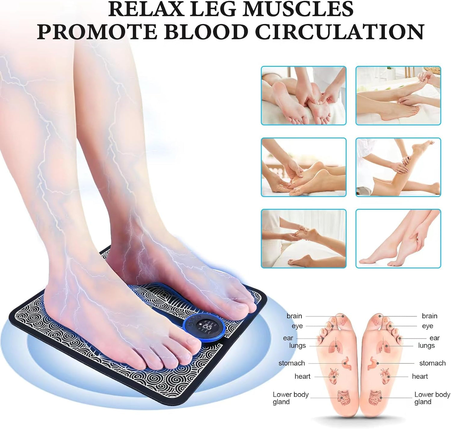 [Save 10$ than TikTok!!!] Foot Massager Pad - 8 Modes and 19 Levels, USB Rechargeable, Portable,Remote and Easy to Clean - Comfort, Gift massage tool youth green shiatsu footmassage