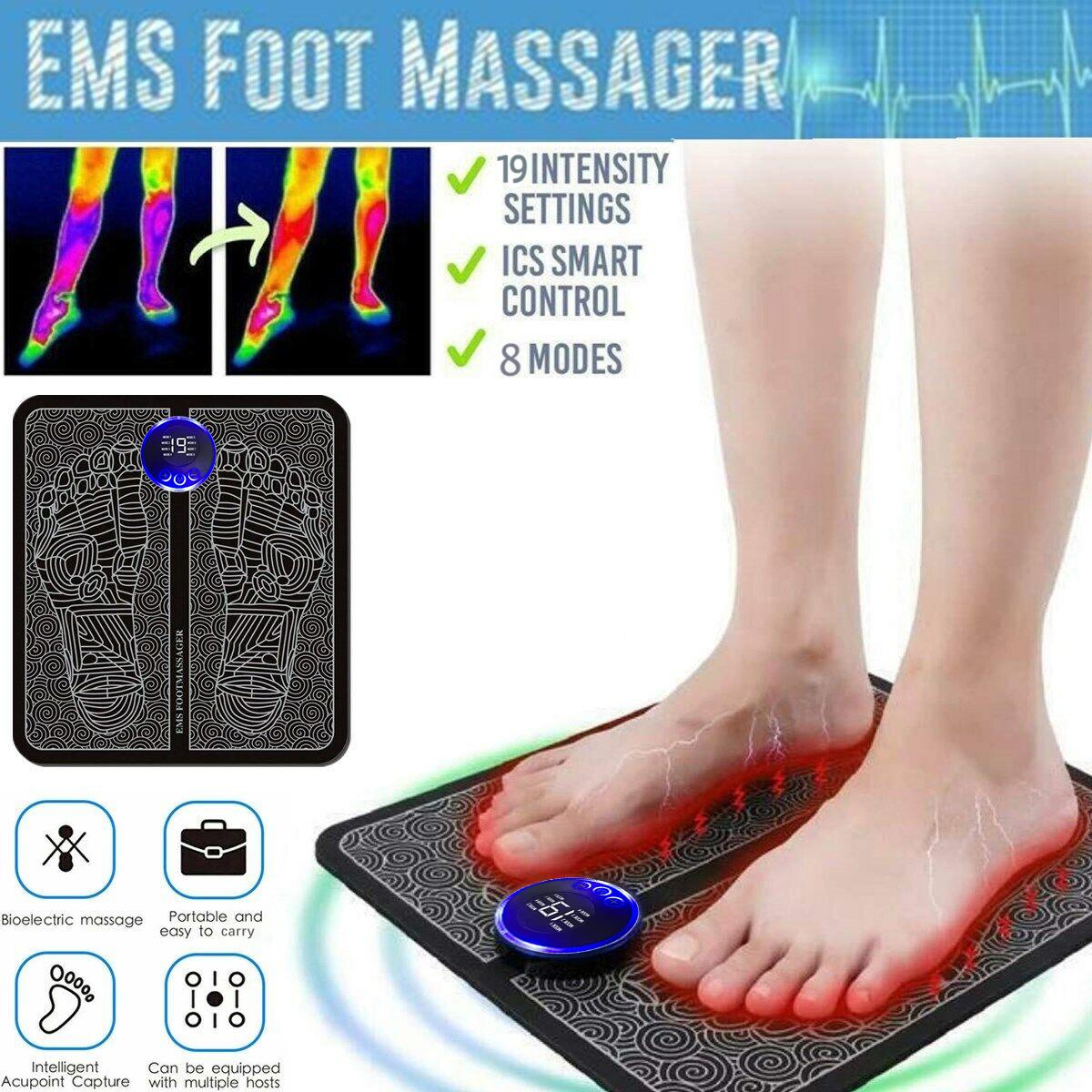 [Save 10$ than TikTok!!!] Foot Massager Pad - 8 Modes and 19 Levels, USB Rechargeable, Portable,Remote and Easy to Clean - Comfort, Gift massage tool youth green shiatsu footmassage